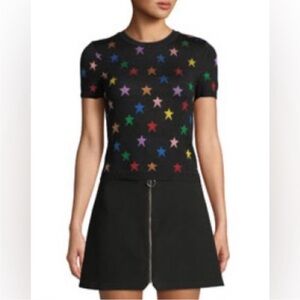 Alice + Olivia Black Star Pattern Sweater